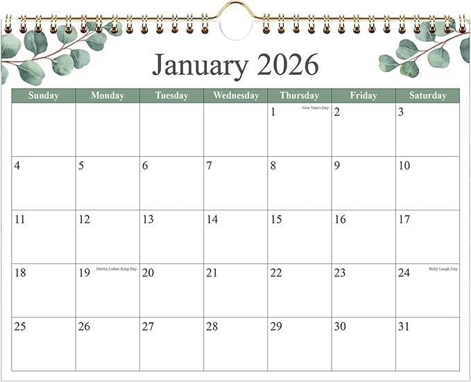 Calendar 2026 - Wall Calendar 2026-2027 from January 2026 to June 2027, 2026 Wall Hanging Calendar Planner with Thick Paper, 12" x 14.5", Leaf