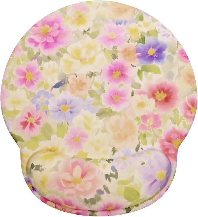Lily Floral Mouse Pad Wrist Support Wrist Rest, Flower Ergonomic Mouse Pad with Non-Slip Base for Office Gaming Working Computers,Desk Accessories Pain Relief Mouse Mat, Colorful