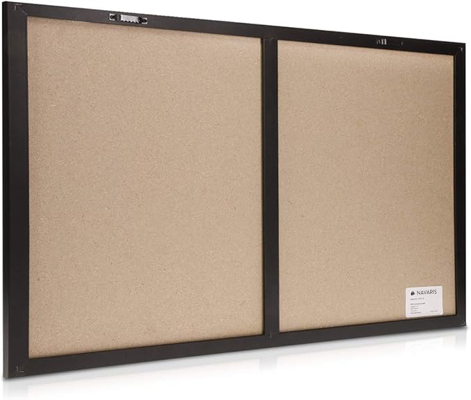 Navaris Combination Chalk and Cork Board - 16 x 24 in Magnetic Chalkboard Combo Framed Bulletin Board for Wall - Includes Chalk, Push Pins, Magnets