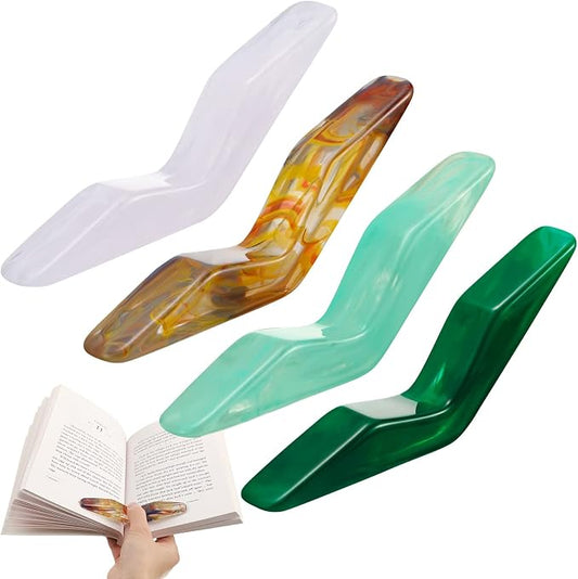 Eaasty 4 Pcs Thumb Book Page Holder for Reading Resin Book Opener Holder Multiple Colors Books Accessories Gifts for Reading Lovers Women Men(Fresh Color)