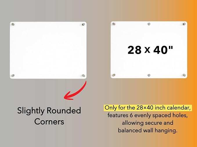 Acrylic Wall Premium Calendar with Black Hardware - Monthly and Weekly Board Family Planner - Dry Erase Family Calendar - Marker (28x20'' - Black Standoff)