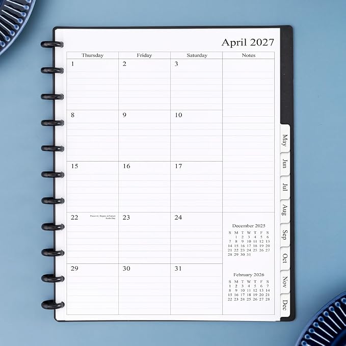 2027 Weekly Planner Refills for 11-Discbound Notebooks, Monthly Tabs, 11-Disc Punches, Letter Size, 8-1/2" x 11"