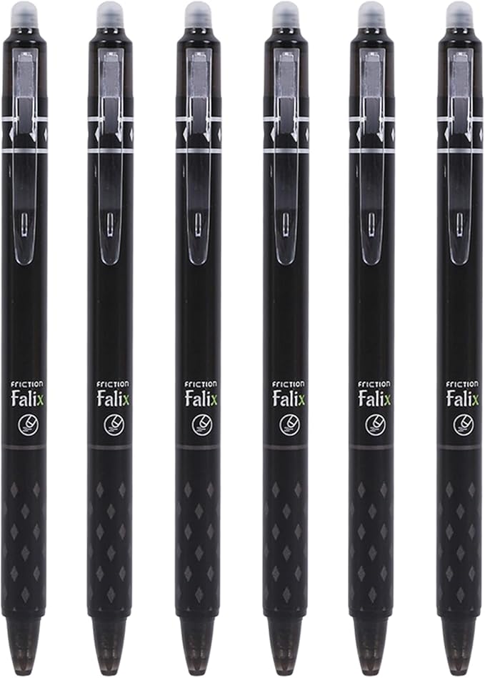 MOZXIRZ 6 Pcs Erasable Gel Ink Pens Retractable Pens 0.5mm Fine Point Black Ink Smooth Writing Erasable Pen for Women Men Girls Boys Office School Supplies (6Pcs Black Ink)