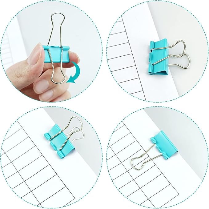 48Pcs Multicolour Binder Clips,1.25inch Colorful Tempered Steel Medium Binder Clips Paper Clamps Clips Office Supplies for Office, Home, School,Tape, Adhesives and Fasteners