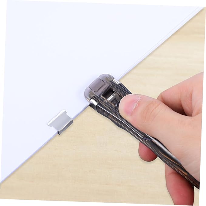 Reusable Stapler with 2 Black Desktop Paper Clip Dispensers and 200pcs Refill Clips, Multi-Function Office Stapler for Document Binding and File Organization