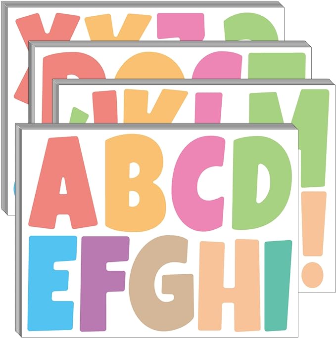Bemeol Bulletin Board Letters 32 Sheets 4 Inch Stick on Letters Alphabet Cutout Letter for Bulletin Board Display School Classroom Home Decor(Colorful)