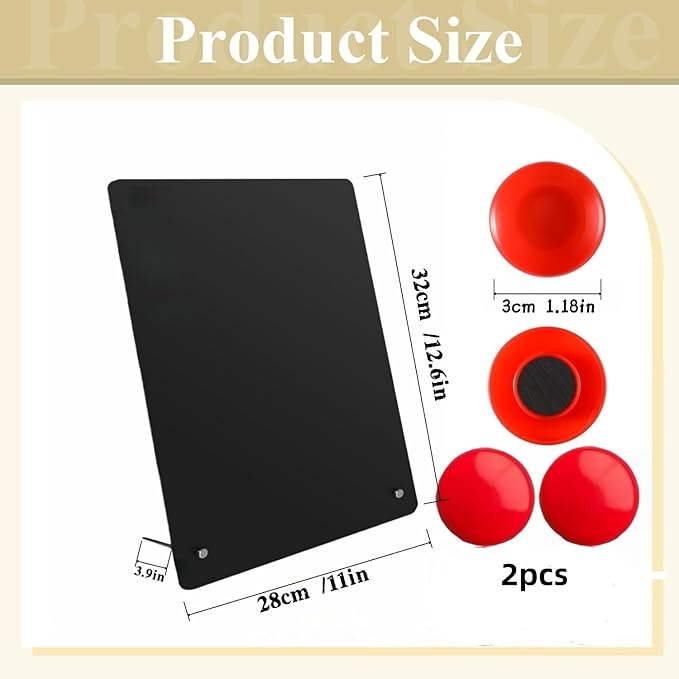 1-Pack Magnet Board, Magnet Display Stand, 12.6 x 11 Inch Memo Board with Removable Feet for Desk, Kitchen, Memo, Photo and Document Display(1, Black-Vertical)