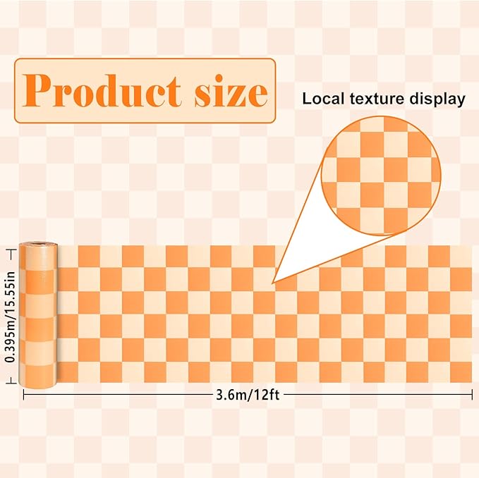 Hippie Orange Bulletin Board Roll Reusable Waterproof Erasable Bulletin Board Wrinkle Resistant Poster Non-Woven Fabric Bulletin Board Roll for Classroom Decor Wrap Crafts DIY Crafts 15.55" x12ft