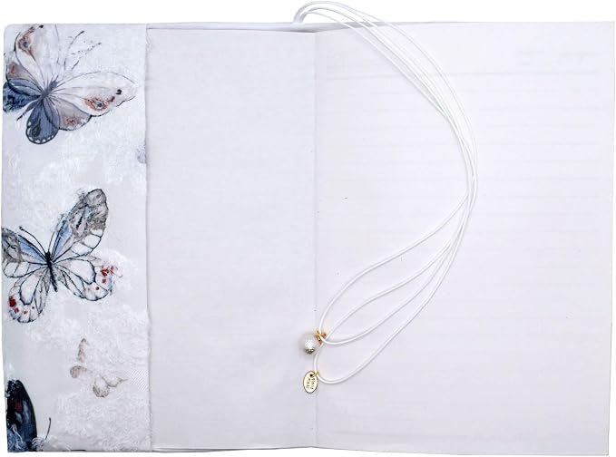 BLBMH A5 Journal Cover | Non-Stretch Fabric Notebook Sleeve with Bookmark, Handmade 5.5x8.3 Washable Privacy Protector for Paperback Bible Hardcover, Gift for Women - Butterfly A