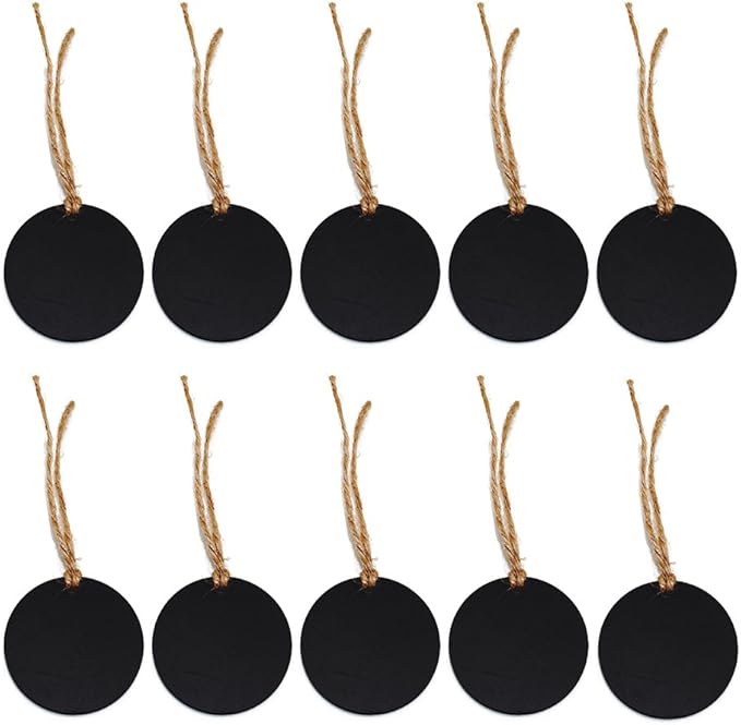 ULTNICE 10Pcs Small Blackboard Pendant with Hemp Rope Double-Sided Mini Chalkboard Signs for Home Decor Wedding Tags and DIY Crafts