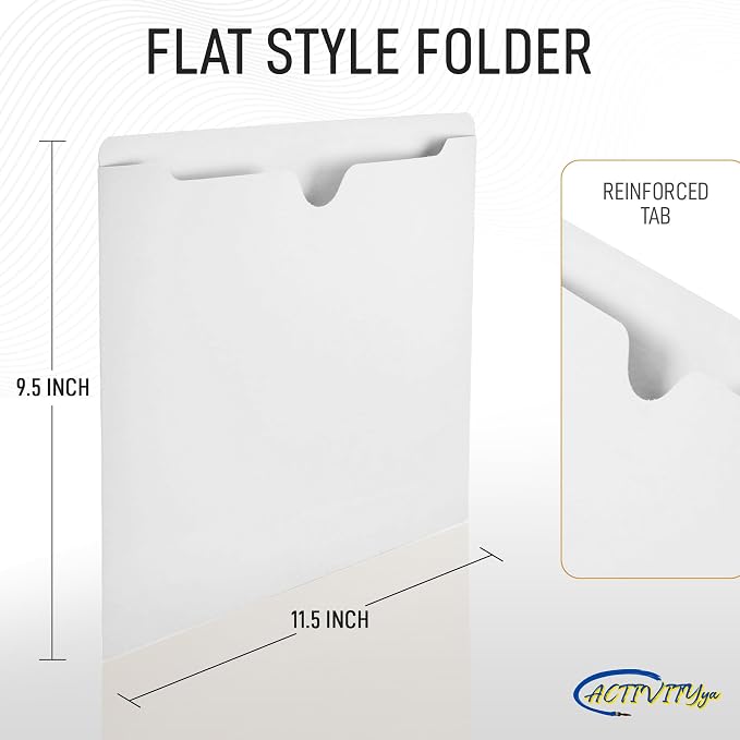 White File Jackets, Flat-No Expansion, Letter Size, Reinforced Straight-Cut Tab, 10 Pack (White)