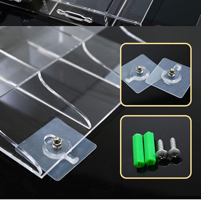 Acrylic Cell Phone Storage Holder Wall Mount TV Remote Control Media Storage Box Organizer White Back 3 Slots