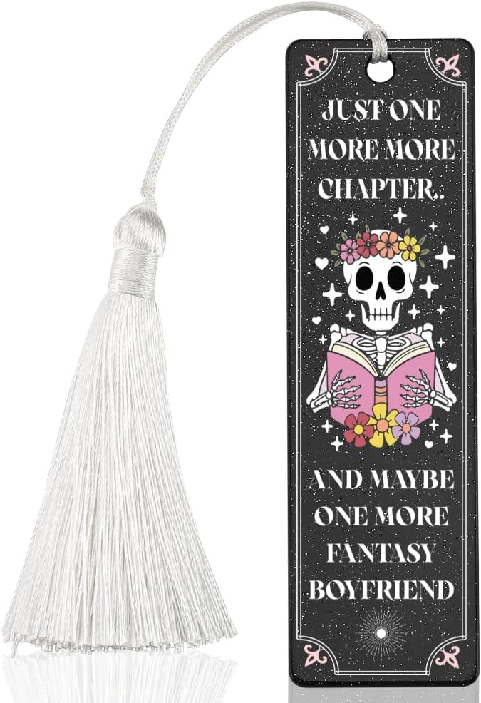 Fantasy Reading Bookmark, Sweet Gift for Book Lovers, Thoughtful Present for Fantasy Novel Fans, Reader Appreciation Gift, Unique Skull & Book Design Bookmark, WCB27
