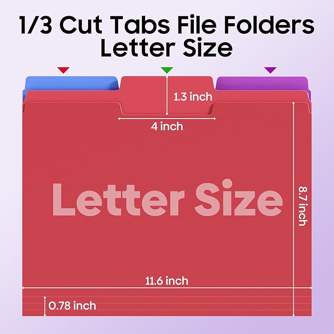 File Folders,21 Pack Manilla Folders 8.5x11,1/3 Cut Tabs Manila Folders for Easy Labeling and Organization,Colored File Folders Letter Size for Documents School Classroom Office Supplies
