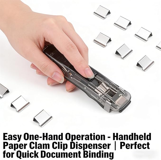 2pake Portable Binder Clip Stapler, Includes 100 Reusable Clips, Handheld Paper Clam Clip Dispenser for Home, School, Desk Office (Pink)