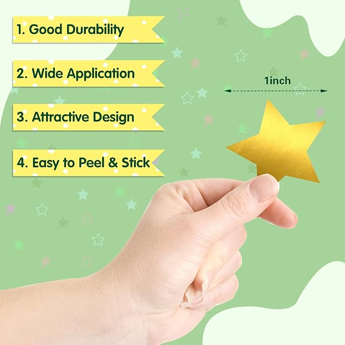 SANNIX Gold Star Stickers,1 Inch Gold Star Stickers for Kids Reward Self Adhesive Metallic Foil Labels 500Pcs Stars Sticker for DIY Crafts Classroom Teachers Supplies