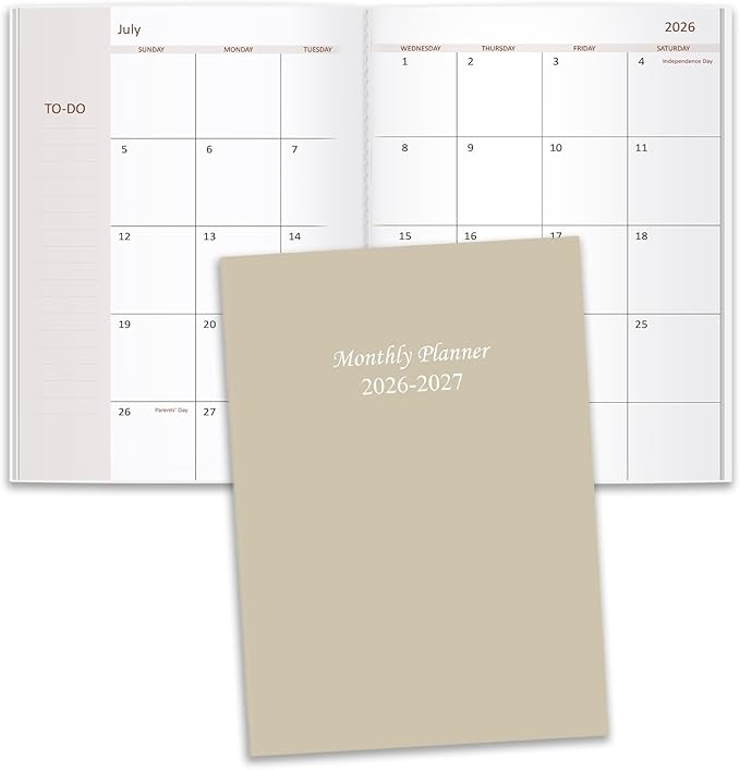 2026-2027 Monthly Planner - 18 Months Calendar from July 2026 - December 2027, Monthly Planner 2026-2027 Easy to Organize Your Daily Life, 5.8" x 8.3", Beige