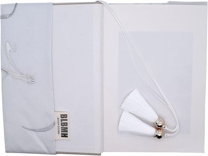 BLBMH 5.5x8.5 Fabric Bible Cover Non-Stretch | Built-in Bookmark | Handmade Washable Book Sleeve for Paperback Journal Privacy Reading Gift for Women - Kitsune