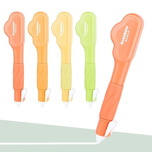 Temiary 4 Pack Correction Tape Pen, 0.27 in x 78.7 Ft White Smooth Pull Out Tape Pens for Writing, Tear Resistant Easy to Use Applicator for Instant Corrections School Office Supplies (Multicolor)