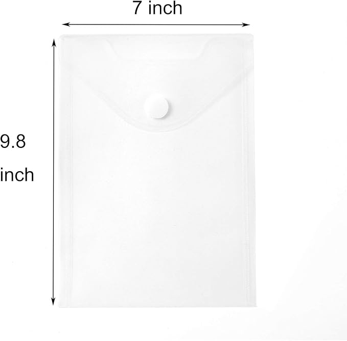 7x9 Clear Plastic Envelopes Hook Loop Closure Receipt Stickers Storage Holder 40 Pack