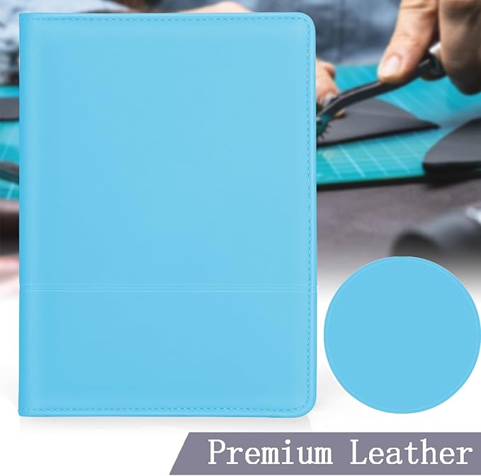 Classic Padfolio/Junior Portfolio Folder Case, Business A5 Binder Organizer Notepad for Men Women, 5 x 8 Writing Pad Included, Light Blue