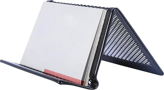 Jinshining Black Business Card Holder, Metal Mesh Business Card Holder, Credit Name Card Case, Office Card Collection Organizers Desk Storage Stand Index Card Filing Products，Desk Accessories
