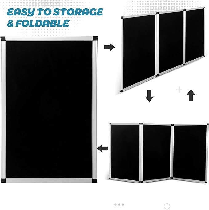 Sherr 3 Panel Trade Show Presentation Board, 72 x 35.3 inches Tri Fold Display Board, Black Single Sided Tabletop Display, Folding Panel for Trade Show Table Top