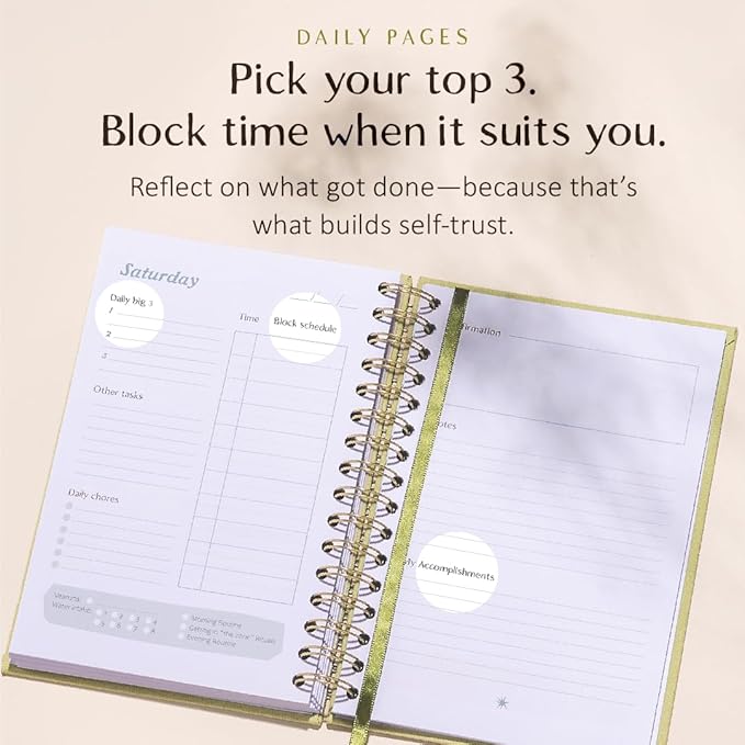 The ADHD Planner - Undated Daily/Weekly Schedule Organizer Journal - Habit Tracker Record Emotions & Mood - Academic Goals - Structure & Focus for Adults (Spiral) (Green)