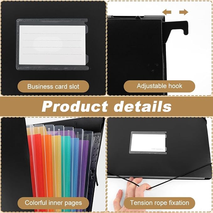 3 Packs Plastic Expanding Hanging File Folders with 3 Sheets Sticky Notes & 100 Paper Clips 7 Innovative Accordion Pockets, Large Capacity, Multi-Color Tabs for Filing Cabinet