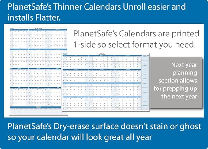 2028-2029 Fiscal Horizontal Premium Dry-Erasable Wall Calendar July to June 32" x 48" Marker and Eraser included