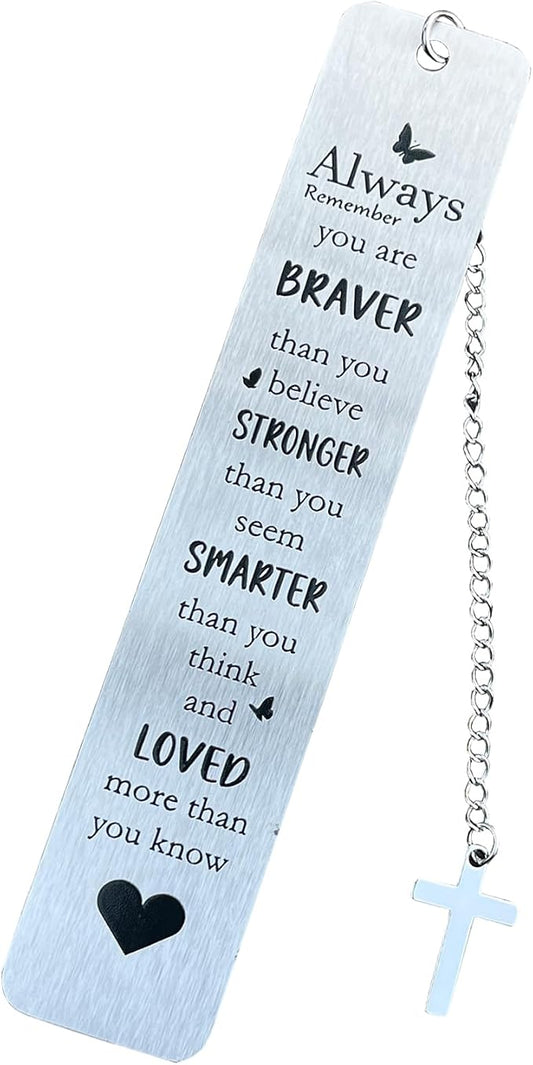 Bible Bookmarks Book Markers, Metal Christian Bookmark Gift Accessories (Always Remember You are Brave)