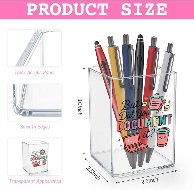 But Did You Document It Funny Office Acrylic Cosmetic Pencil Pen Holder Cup Gifts for Coworker Friends Cute Decor for Home Office Desk Vanity Organizers and Accessories