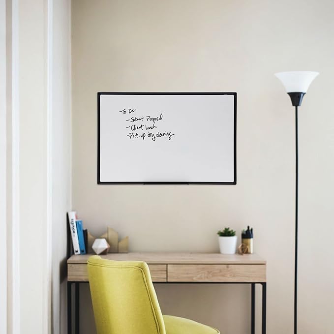 Universal 43628 Dry Erase Board, Melamine, 36 x 24, Black Frame