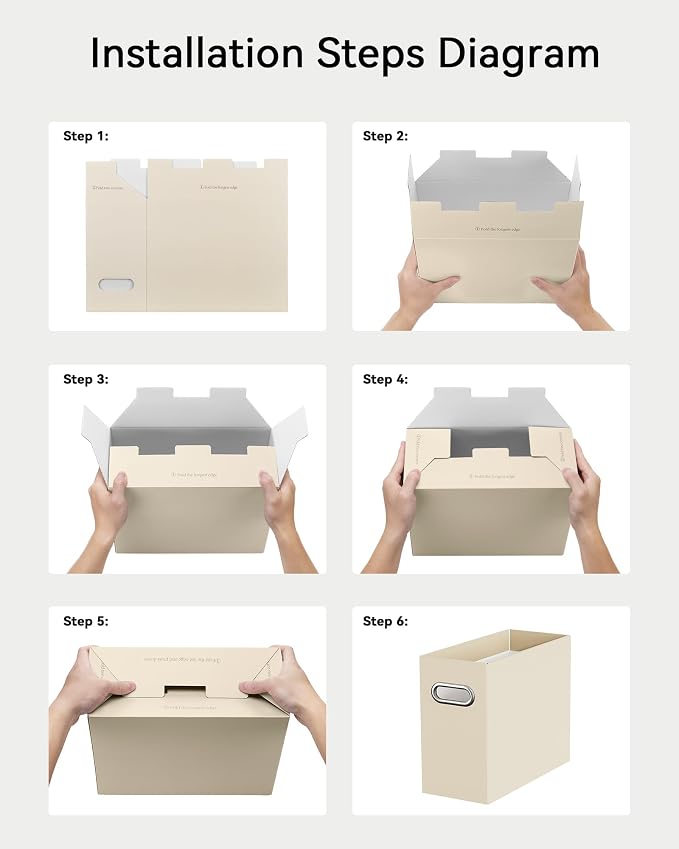 Oterri Cardboard File Organizer Box for Hanging File Folders Letter Size,File Box for Computer Desk,File Cabinet,Working Home,Office,Classroom (Beige, Letter Size - 8 Packs)