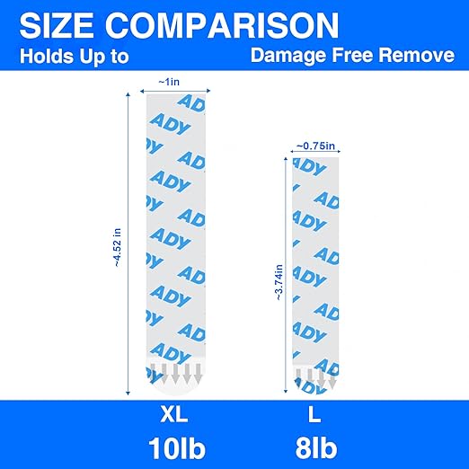 ADY Adhesive Picture Hanging Strips for Wall Decor Heavy Duty, Double Sided Tape Strip Damage Free Removable 40Pairs, Mounting Tape for Wall and Office No Nail Drilling