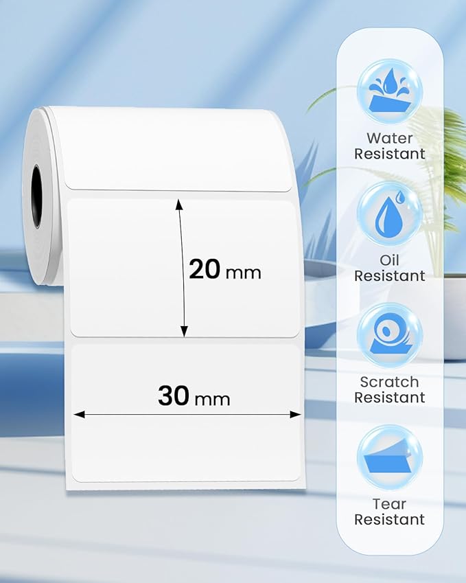 M100 Thermal Label [320 Pcs] -1 Pack of 1.18'' x 0.79''(30 x 20mm) Paper Also Compatible for Phomemo M110/M200/M220 Ponek M102 Label Maker Strong Adhesive Refill Tape