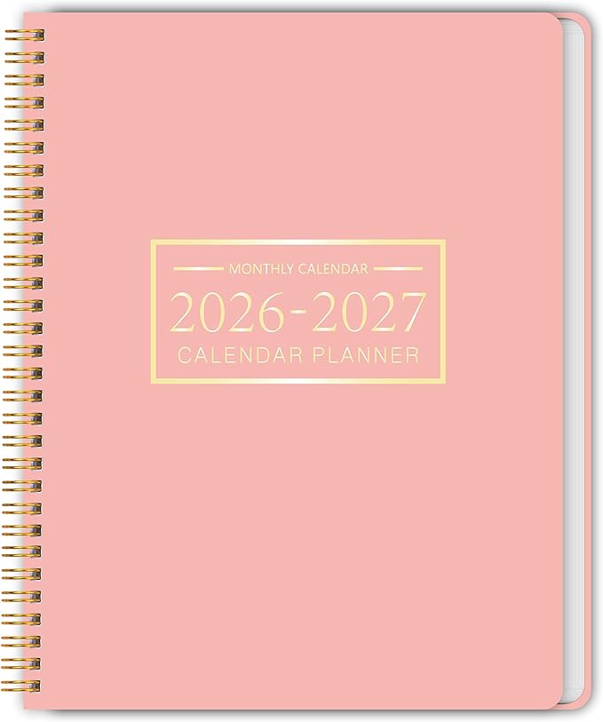 Monthly Planner Jan 2026 - Dec 2027, Monthly Planner for 24 Monthes, 9×11 Inch, Teacher Monthlys, Hard PVC Cover, Spiral Bound, Time Management Calendar, Perfect for School & Office (Pink)
