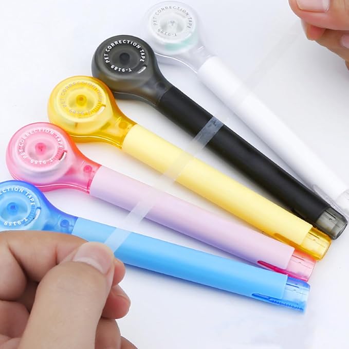jojofuny 5pcs Mini Correction Tape Pen, Portable Small Correcting Tape for Students, Stationery for School and Office Use Random Color