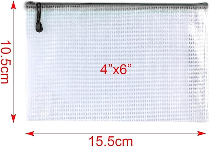 Plastic Mesh Zipper Pouch Document Folders Bag Zip File Bags for Office Supplies Storage-15 Pcs (Multicolor, 4"x 6")