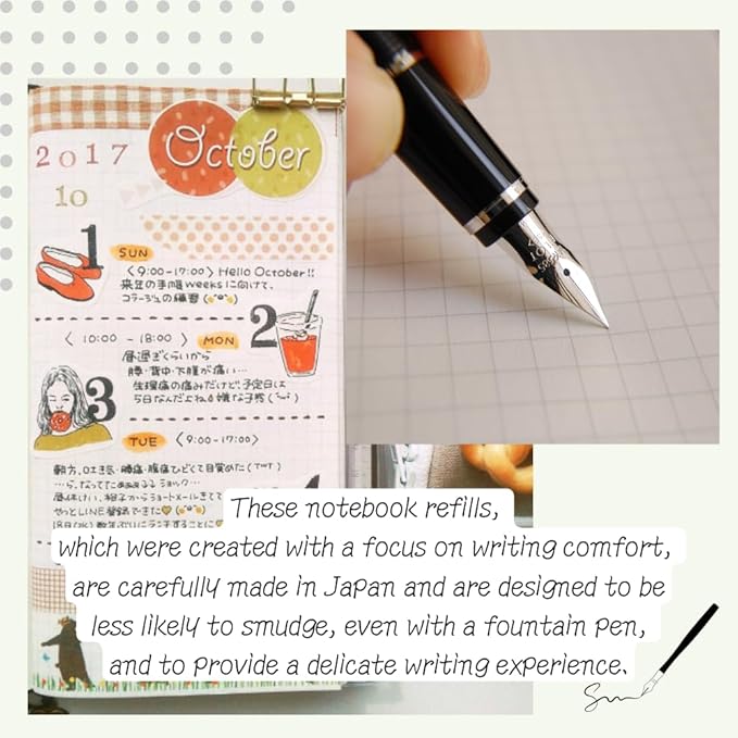 Traveler's Notebook Refill Set – 017 Monthly + 019 Weekly Memo + Bonus Random Washi Tape (3 Roll) – Undated Planner Inserts, Journal Gift Idea