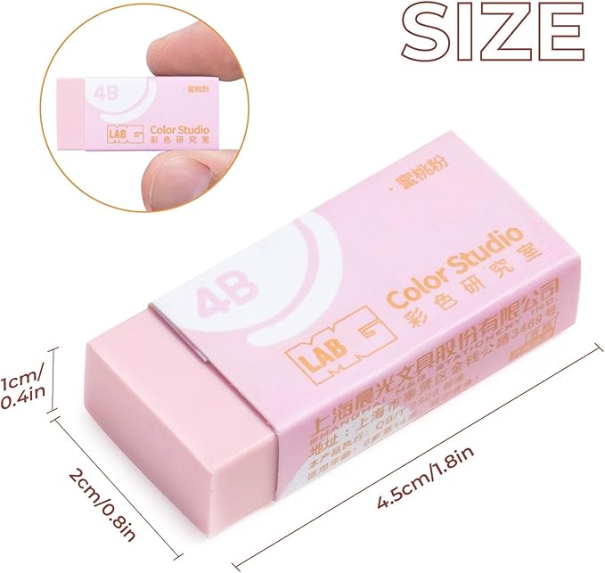 M&G 6 Pcs Pencil Erasers, Assort Color Rectangular Erasers, Writing Erasers for School Office, Art Erasers for Drawing (Macarons)