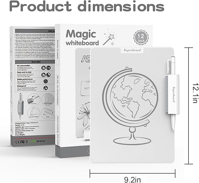 Desktop Whiteboard, Ink-Free Writing & Erasable, No Residue Magnetic White Board, Portable Memo Message Board for Office Home Live Stream, Small Mini Dry Erase Board with Accessories,12.1 x 9.2 in