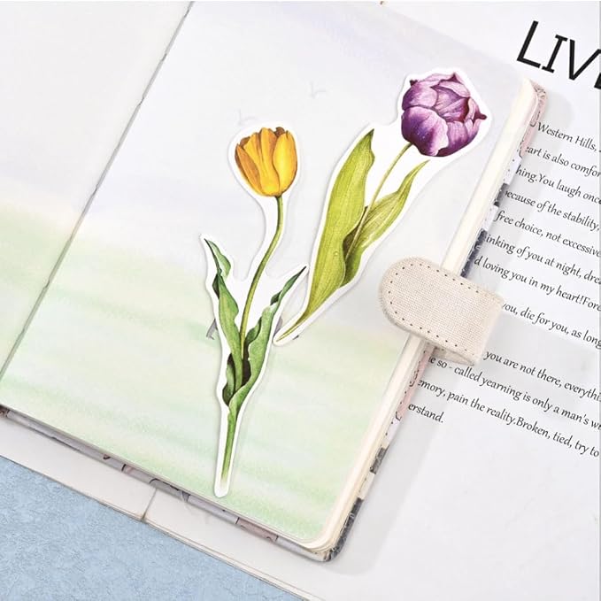 2 Boxes/60 PCS Colorful Flower Bookmark Flower-Shaped Bookmarks Paper Bookmarks for Book Lovers Men Women and Students 30 Styles
