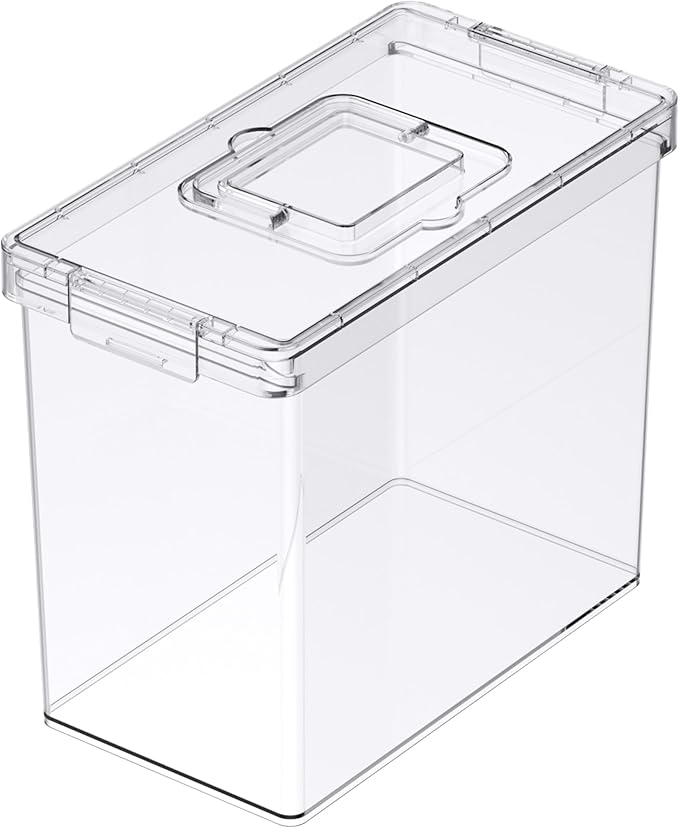 Simply Tidy Clear Letter File Storage Case with Top Handle - Waterproof & Dustproof Organizer for Documents, Craft Supplies & Office Materials, 1 Pack