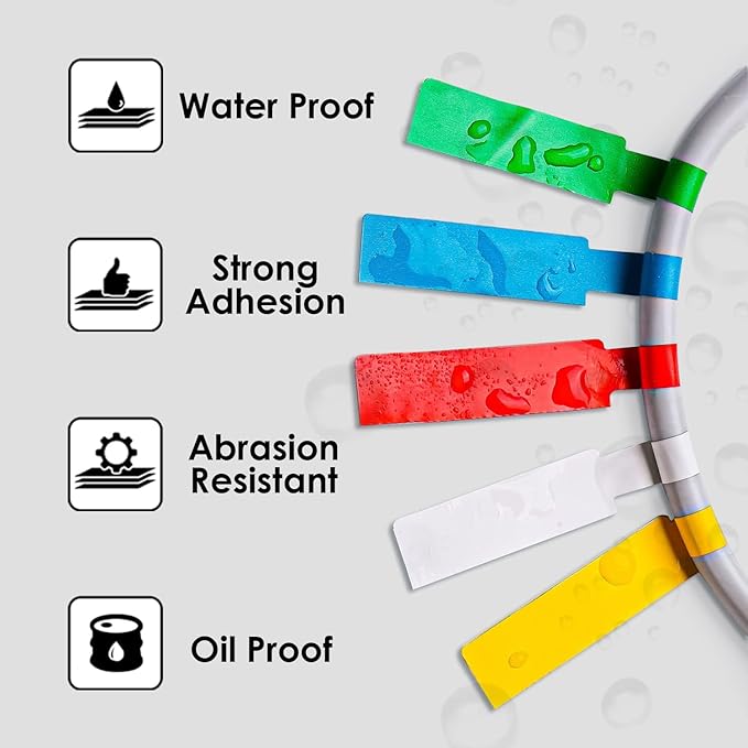 Phomemo D30 Thermal Cable Label Waterproof Wire Cord Labels, (12.5mm X 74mm) 65 Labels/Roll, Tags Stickers Tear Resistant Flexible, Phomemo d30 Label Tape -Black on White Paper, 3 Roll