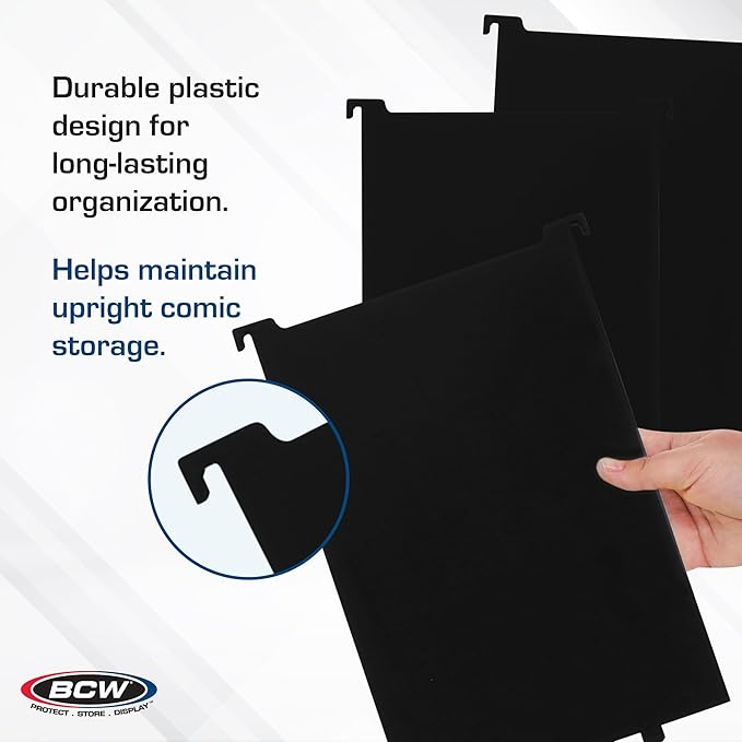 BCW Graded Comic Bin Partitions - Black, 3 Pack | Exclusive Organizer Graded Comic Book Bins only (not for Standard Bins) | Notched and Tabbed, Dividers | Smooth Plastic for Easy Labeling