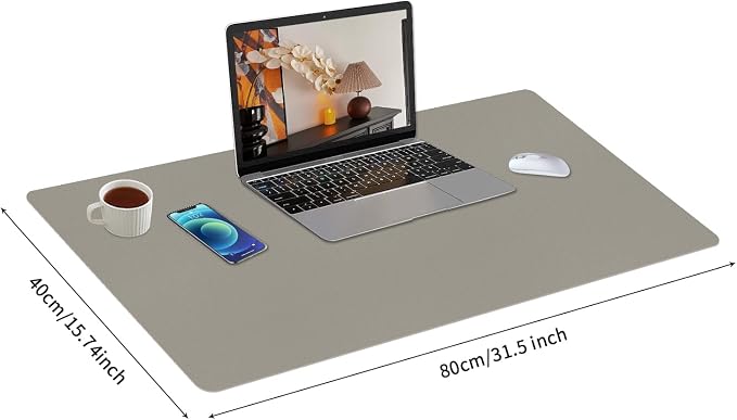 Bloss Grey Desk Mat, Leather Desk Pad, Desk Matt for Desktop, Waterproof Desk Pad Mat, Computer Mat for Office Work/Home/Decor/Desk Protector/Cover(31.5 x 15.7 Inches)