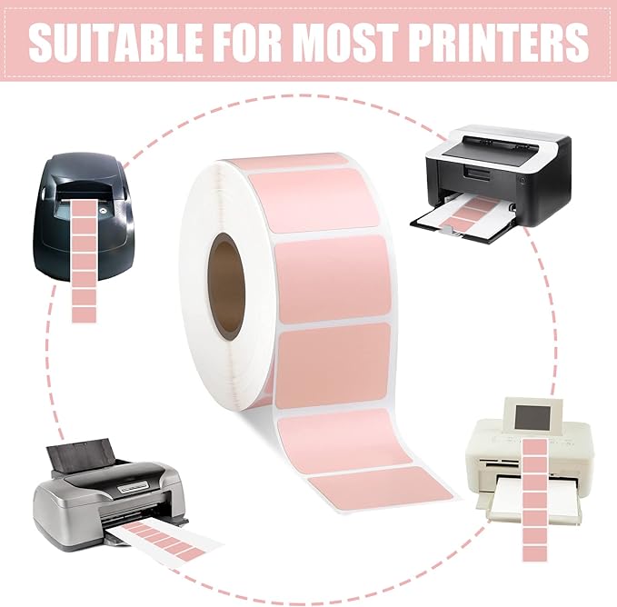 Gersoniel 3 Rolls 2600 Mini Thermal Labels Thermal Printer Sticker 0.8 "-1.2" Small Size Self Adhesive Stickers Address Shipping Barcodes Sticker Labels for Printer, Rectangle and Round