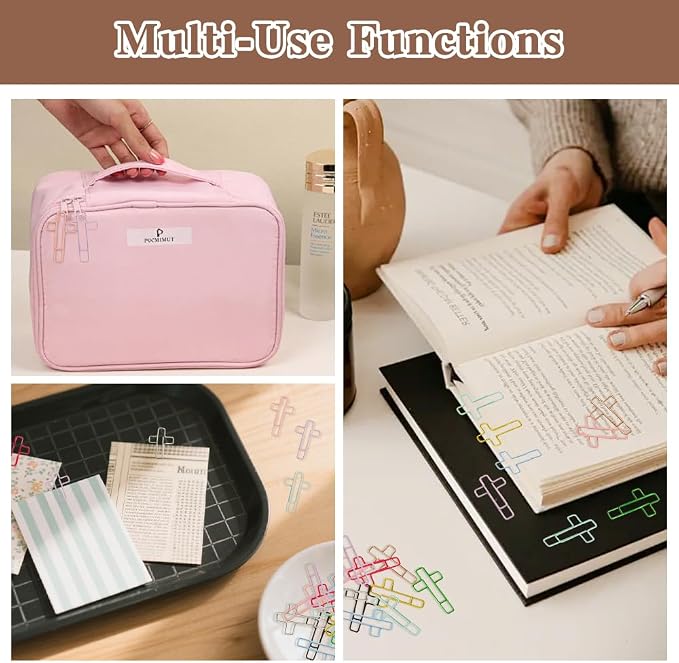 100PCS Cross Paper Clips Bible Bookmark Christian Bookmarks Bible Study Supplies Paper Clips Christian Accessories for Women Cute Binder Clip Small Cross Clip Religious Gifts