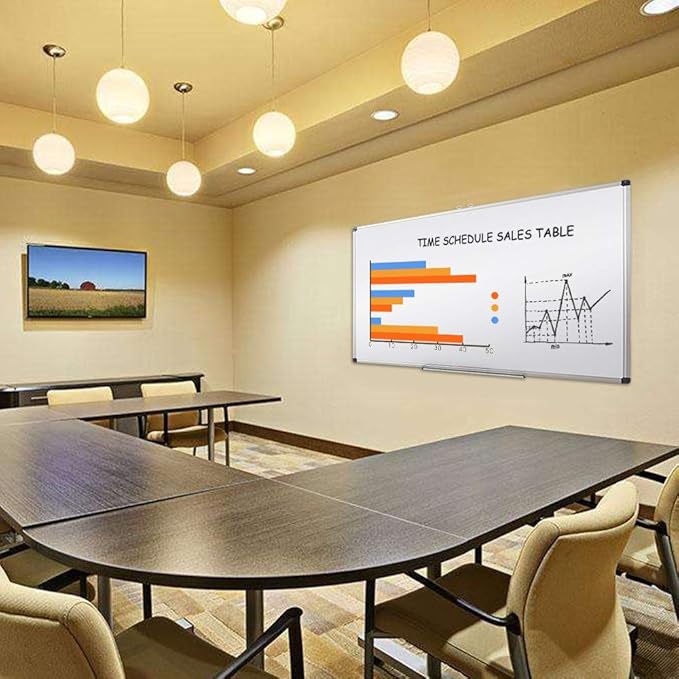XIWODE 72"x36" Large Presentation Whiteboard, Magnetic Dry Erase Board Aluminum Frame Wall-Mounted with Long Pen Tray for Office Conference School